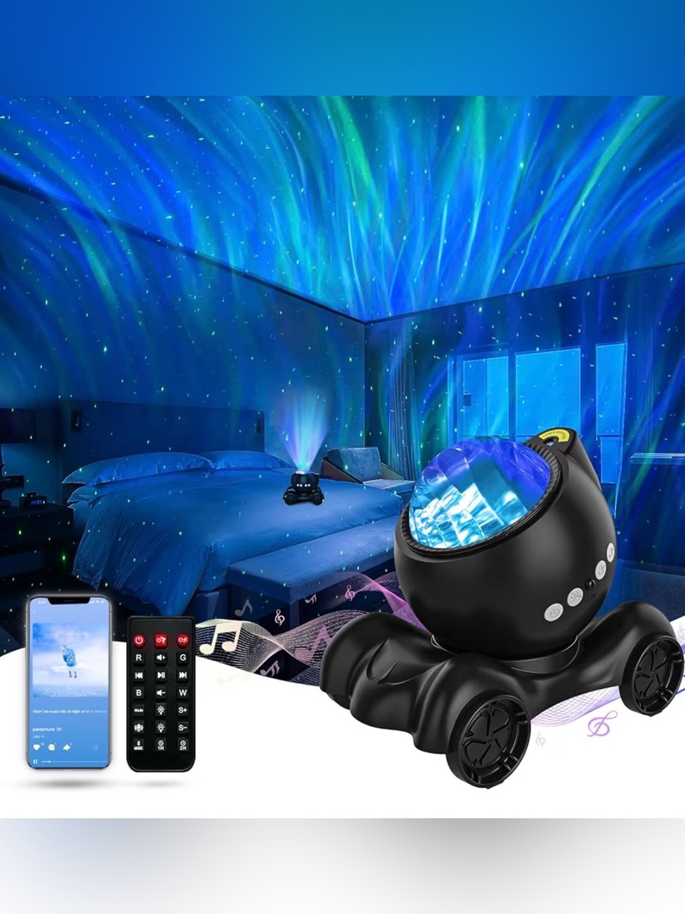 Northern Light Projector, Aurora Star Projector Built-in Bluetooth Speaker